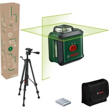 Die Grup Bosch Home & Garden Universallevel 360 Set Çapraz Çizgi Lazeri (24M Çalışma ALANI,360° Yatay Çizgi ile Hizalama, +- 0,4 mm Hassasiyet, 4 Sn. Nivelman Süresi, 4 x Aa Pil, Tt 150 Tripod, Koruma Çantası)