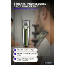 Semel T Bıçaklı Profesyonel Saç Sakal Kesme Makinesi USB Şarjlı 3 Taraklı Erkek Bakım Seti BX-313667