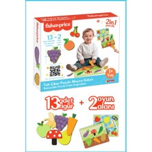 Sungur's Store Eğitici Tak Çıkar Puzzle Meyve-Sebze 13 Parça Renkli Tasarım