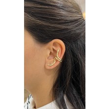 Nunu Takı Yılanlı Gold Kıkırdak Küpe