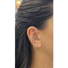 Nunu Takı Dört Sıra Silver Kıkırdak Küpe