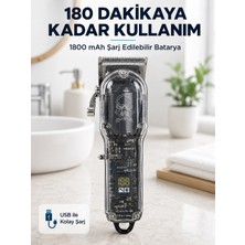 Epilons Erkek Saç Tıraş Makinesi Ayarlanabilir Bıçaklı 4 Taraklı 180 Dakika Kullanımlı LCD Ekranlı