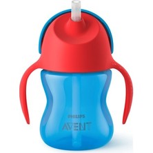 Sungur's Store Mavi ve Kırmızı Renkli 200 ml Ergonomik Pipetli Bardak - 9+ Ay Için