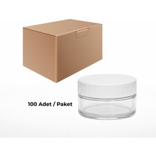 Labbakkal Cam Krem Kavanozu 50 ml - Beyaz Kapaklı Şişe 50 cc 100 Adet