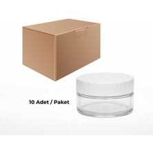 Labbakkal Cam Krem Kavanozu 50 ml - Beyaz Sızdırmaz-Kapaklı Şişe 50 cc 10 Adet