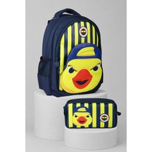 Lisanslı Fenerbahçe Yellow Collection 3D Baskılı Büyük Boy Okul Çantası ve Kalem Çantası Seti