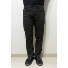 Hacker Fistan Store Erkek Haki Yeşil Yüksek Bel Rahat Kesim Boru Paça Büyük Beden Jean Pantolon