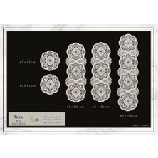 Ceki Home 5 Parça Altın Alya NO124 Dantelli Salon Takımı Runner Seti Şık Dekorasyon
