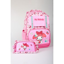 x Dekomus Lisanslı My Melody Sweet Berry Collection Büyük Boy Okul Çantası ve Kalem Çantası Seti