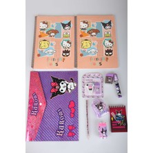x Dekomus Lisanslı Kuromi & Best Friends 15 Parça Kırtasiye Seti 2 Adet Defter,çıtçıt Dosya
