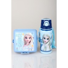x Dekomus Lisanslı Elsa Frozen Ice Princess Collection 500 ml Çelik Matara ve Beslenme Kabı Seti