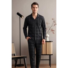 Over Sleep by Poleren Uzun Kollu Önden Düğmeli Pijama Takımı