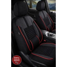 Hasakman Citroen C-Elysée Shadow Siyah Kırmızı Tay Tüyü Oto Koltuk Kılıfı Tam Set-Kolay Montaj-Terletmez-Ortopedik 2012-2022