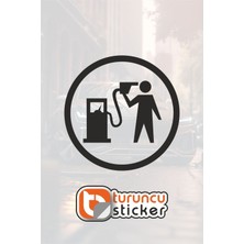 Turuncu Sticker Benzin Depo Kapağı Sticker Etiket 12.5x12.5 cm – Araç – Motor – Laptop - Kask Etiket Sticker