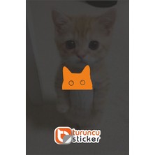 Turuncu Sticker Araç Ayna Kedi Sticker Etiket ( 1 adet ) 2,5x2 cm – Araç – Motor – Laptop - Kask Etiket Sticker