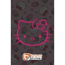 Turuncu Sticker Hello Kitty Sticker Etiket 10x7 cm – Araç – Motor – Laptop - Kask Etiket Sticker