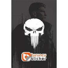 Turuncu Sticker The Punisher Sticker Etiket 8x12 cm – Araç – Motor – Laptop - Kask Etiket Sticker