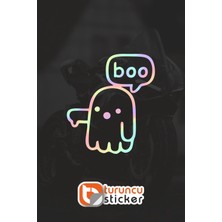 Turuncu Sticker Boo Hayalet Sticker Etiket 5x5.5 cm – Araç – Motor – Laptop - Kask Etiket Sticker