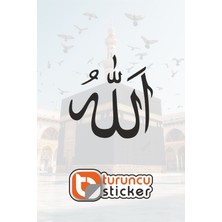 Turuncu Sticker ALLAH Yazısı (Arapça) Sticker Etiket 5x5 cm – Araç – Motor – Laptop - Kask Etiket Sticker