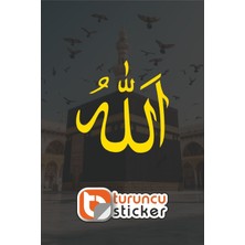 Turuncu Sticker ALLAH Yazısı (Arapça) Sticker Etiket 5x5 cm – Araç – Motor – Laptop - Kask Etiket Sticker