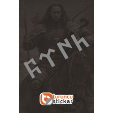 Turuncu Sticker Göktürkçe Türk Yazısı Sticker Etiket 20x5,5 cm – Araç – Motor – Laptop - Kask Etiket Sticker