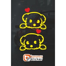 Turuncu Sticker Yan Ayna Sticker Kırmızı Kalpli 13.5x11 - 2 ADET - Sağ Sol Set - Araç Sticker