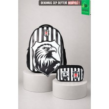 Lisanslı Beşiktaş Özel Tasarım 3D Kartal Küçük Boy Anaokul Çantası Ve Kalem Çantası Seti