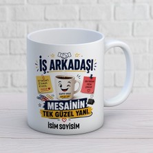 AJANS374 Kişiye Özel Uzaktaki Arkadaş Tasarımlı Kalpte Değil Yazılı Isimli Seramik Kupa