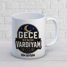 AJANS436 Kişiye Özel Gece Kuşu Tasarımlı Gece Benim Vardiyam Isimli Seramik Kupa