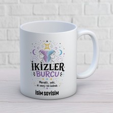Ajans 313 AJANS315 Kişiye Özel Ikizler Burcu Tasarımlı Isimli Seramik Kupa Bardak