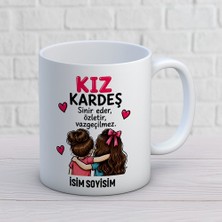 Ajans 313 AJANS353 Kişiye Özel Kız Kardeş Tasarımlı Vazgeçilmez Yazılı Isimli Seramik Kupa Bardak