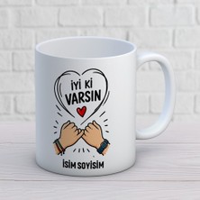 AJANS390 Kişiye Özel Arkadaş Tasarımlı Iyi Ki Varsın Yazılı Isimli Seramik Kupa Bardak
