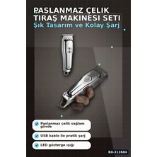 Sepetopia Paslanmaz Çelik 3 Taraklı Saç Sakal Düzeltici Tıraş Makinesi Seti, Şarjlı Taşınabilir Bx-3
