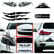 Turuncu Sticker Oto Sticker Mega 4lü Paket Dikiz, Kanat, Monster Pençe, Bagaj Sticker