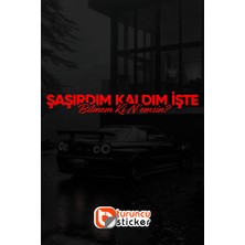 Turuncu Sticker Şaşırdım Kaldım İşte Bilmem Ki N'emsin ? Yazısı Araba - Motosiklet Cam Etiket Sticker 30x4,5cm
