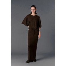 Vatkalı Bağcıklı triko maxi etek