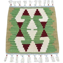 Kilim Antik El Dokuma Kare Köşe Sandalye Minderi Pınarbaşı Kayseri Yün Kilim 1728 - Yeni - Çok Renkli