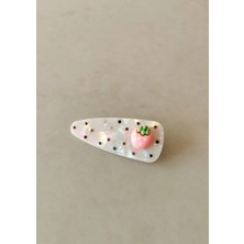 Halley Concept Pembe Çilek Figürlü Krem Sedef Görünümlü Taşlı Pens Toka 7x2,5 cm
