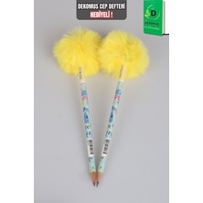 x Dekomus Lisanslı Stitch Özel Seri 2 Adet Fluffy Pop Collection Ponponlu Kurşun Kalem "dekomus Cep Defteri Hediyeli"