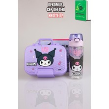 x Dekomus Lisanslı Kuromi Dark Charm Elite Collection Collection 2 Katlı Paslanmaz Çelik Yemek Kabı ve 500 ml Matara Seti