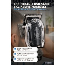 sbodurhome LCD Ekranlı USB Şarjlı Saç Kesme Makinesi 4 Tarak Profesyonel Erkek Tıraş Makinesi BX-313660