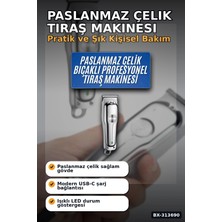 sbodurhome Paslanmaz Çelik 3 Taraklı Kablosuz Saç Sakal Düzeltici Tıraş Makinesi Seti BX-313690