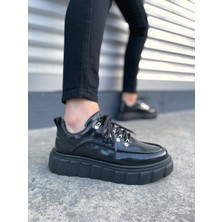 Joy Ayakkabı JY010 Cloud Bağcıklı Rugan Erkek Günlük Sneaker Ayakkabı Rst - Siyah