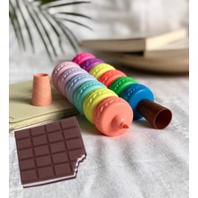 Çılgıntrend Makaron 6'lı Keçeli Kalem ve Çikolata Kokulu Misgibi Defter Set