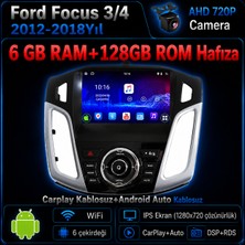 SBAID Ford Focus 2012-2018 Yıl Uyumlu 6GB Ram 128GB Rom Hafıza Android Kablosuz Carplay Navigasyon Multimedya 9 Inç Ekran Hediye Görüş Kamerası Hediye Çerçevesi 6+128