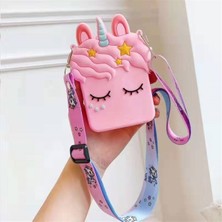 Çılgıntrend Unicorn Tasarım Silikon Omuz Askılı Çanta Pembe
