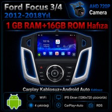 SBAID Ford Focus 2012-2018 Yıl Uyumlu 1GB Ram 16GB Rom Hafıza Android Kablosuz Carplay Navigasyon Multimedya 9 Inç Ekran Hediye Görüş Kamerası Hediye Çerçevesi 1+16