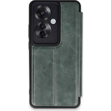 Oppo Reno 11F Kılıf Flip Cover - Koyu Yeşil