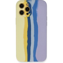 Mey Ithalat® iPhone 12 Pro Max Kılıf Ebruli Lansman Silikon - Sarı-Lila