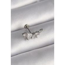 Inure Jewelry 316L Çelik Gümüş Renk Zirkon Taşlı Tragus Piercing